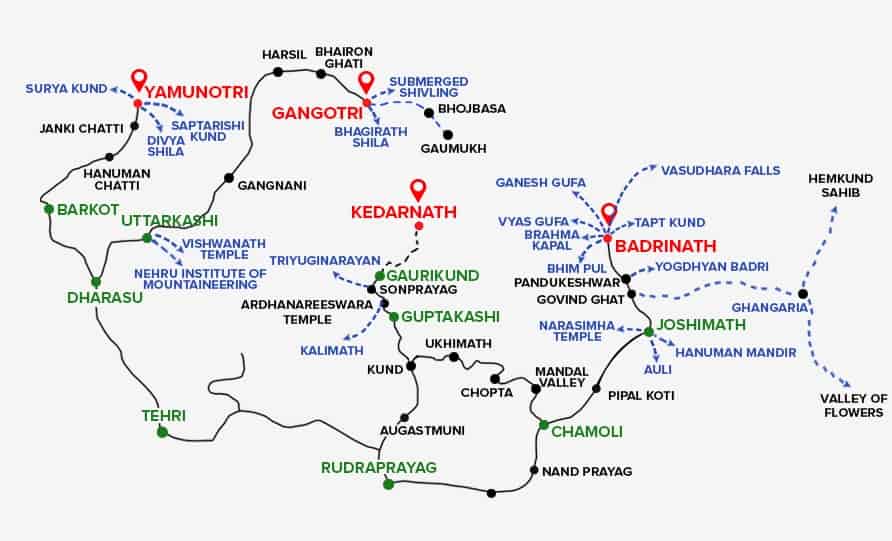 Char Dham Yatra Route Map 2024,Char Dham Yatra Route Map With Distance ...